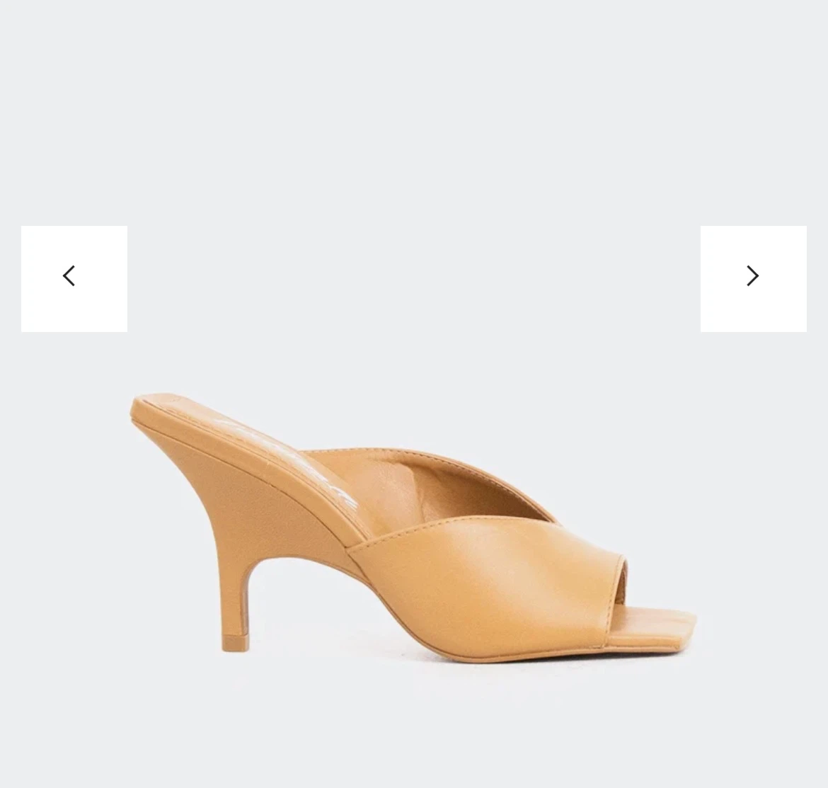 Tan Leather Square Toe Mules - 3.5" Heel