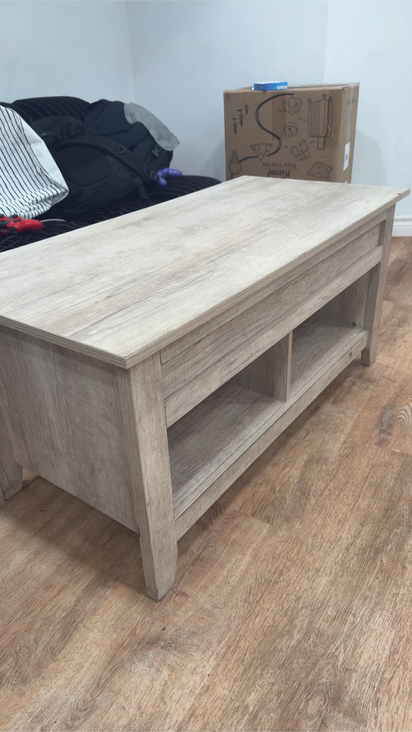 Lift Top Coffee Table with Storage - Light Wood Finish - photo 3
