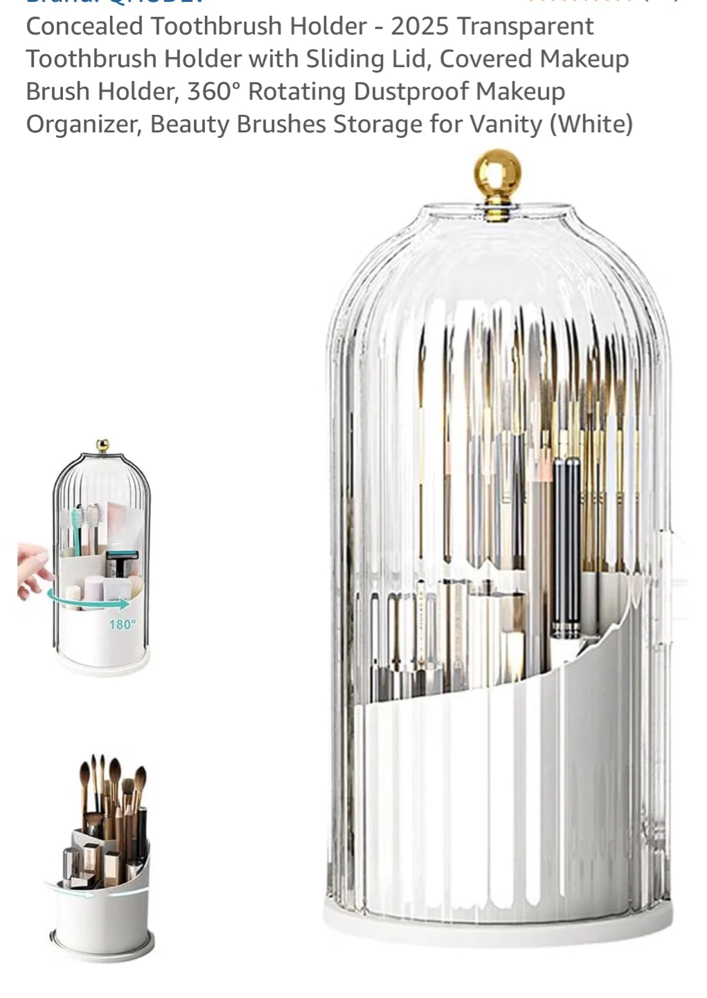 White Rotating Makeup Brush Holder