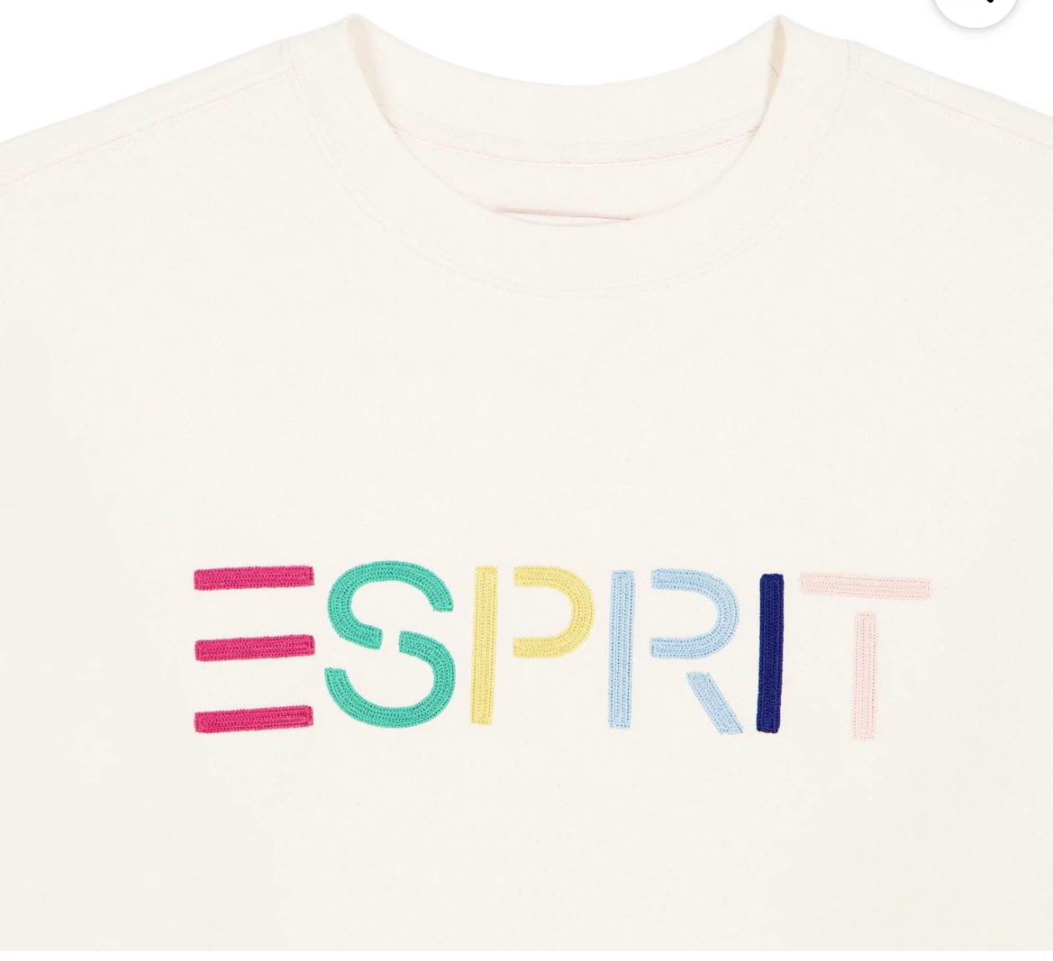 ESPRIT Women’s Fleece Embroidered Logo Sweatshirt, Cream, XS