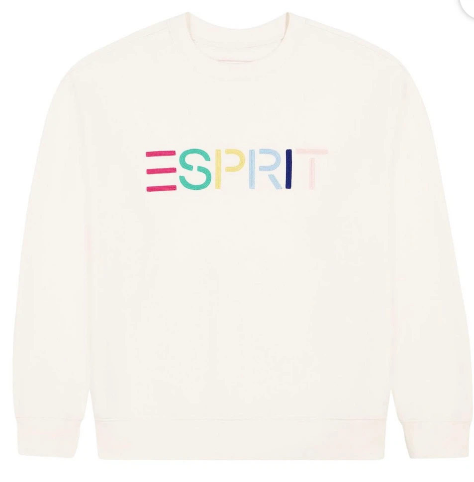 ESPRIT Women’s Fleece Embroidered Logo Sweatshirt, Cream, XS - photo 2