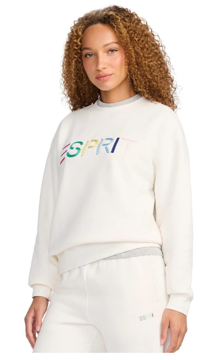 ESPRIT Women’s Fleece Embroidered Logo Sweatshirt, Cream, XS - photo 4