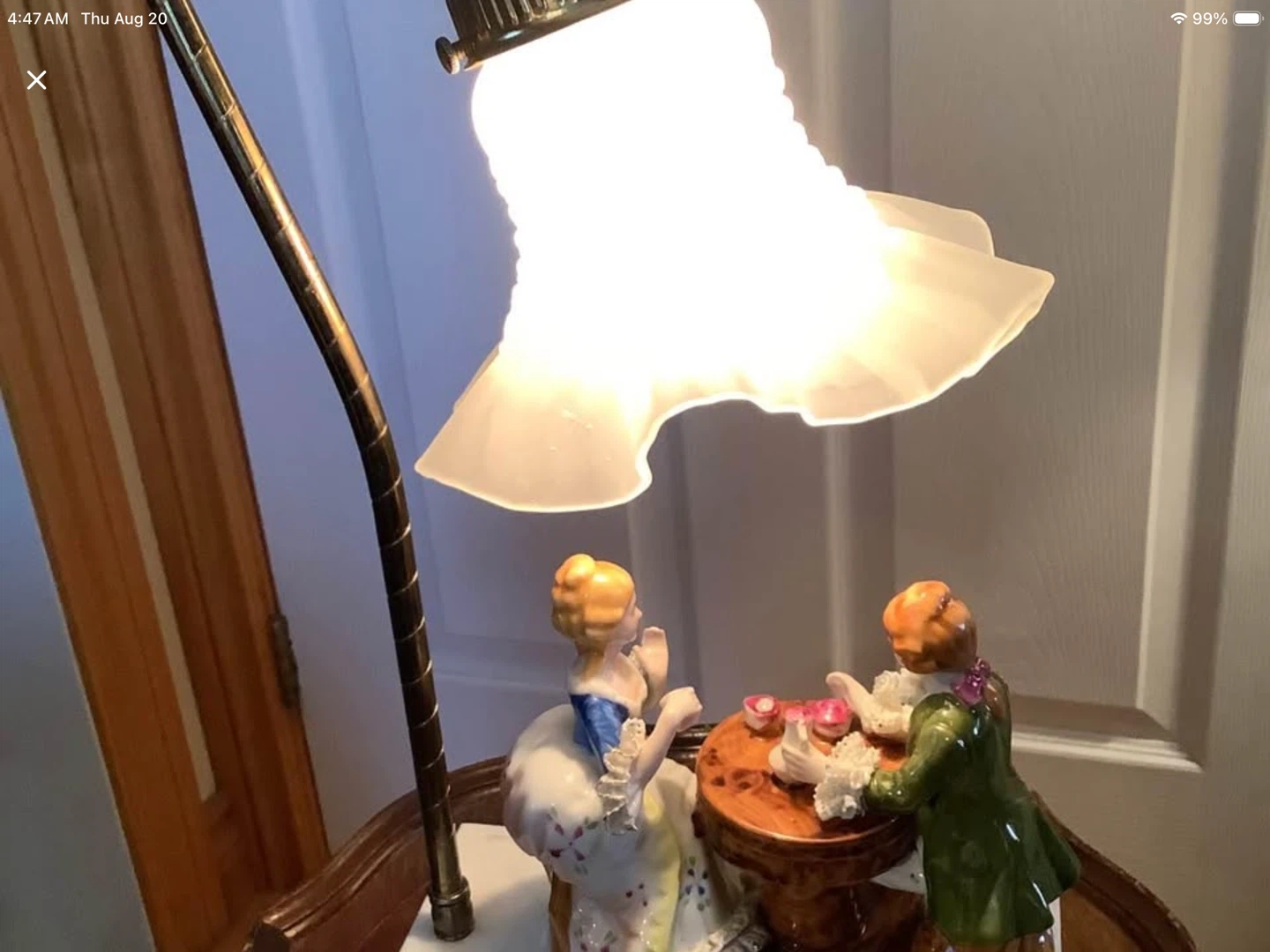 Antique Meissen Style Lamp on a Marble Base 🐞