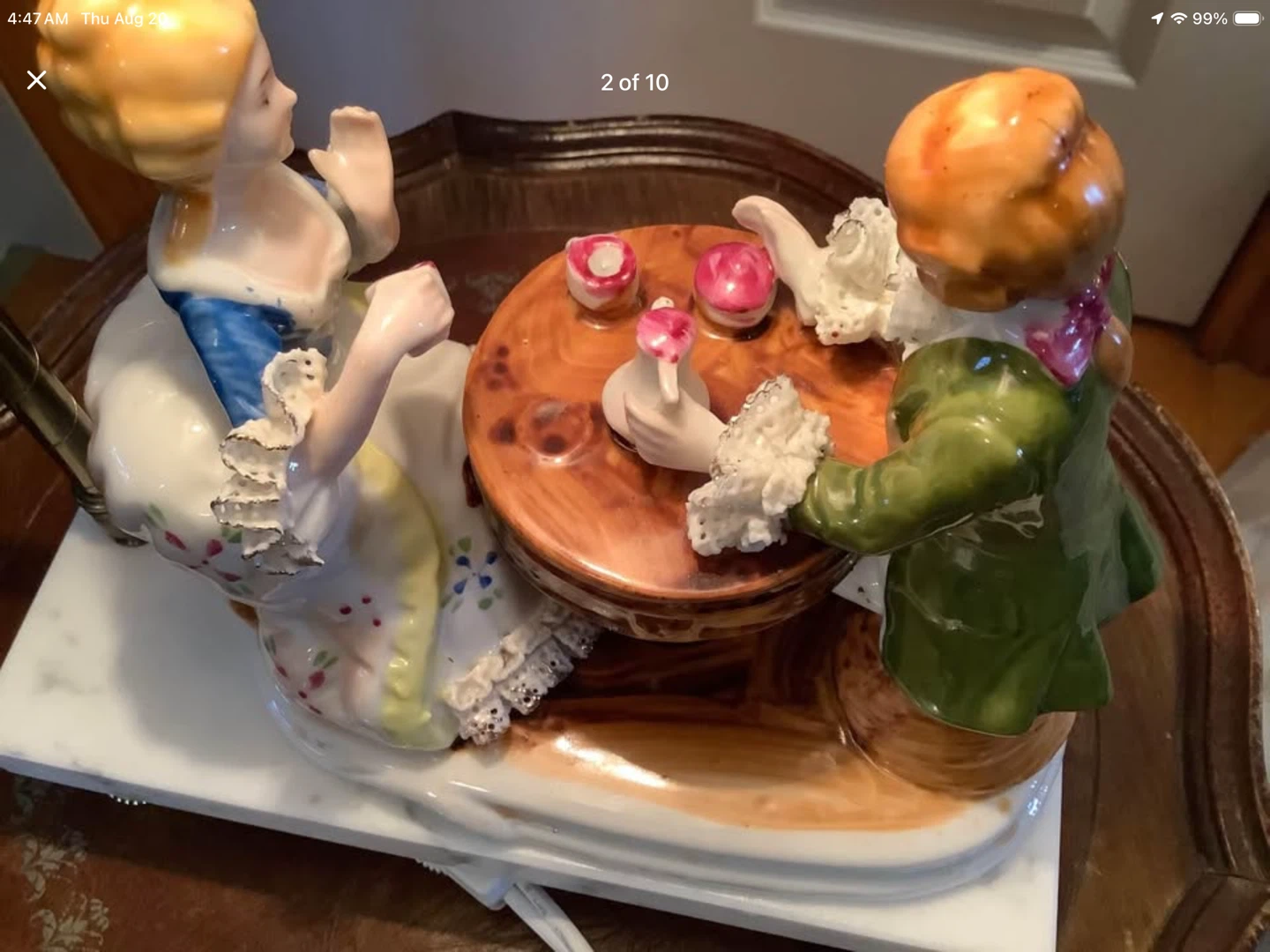 Antique Meissen Style Lamp on a Marble Base 🐞 - photo 2