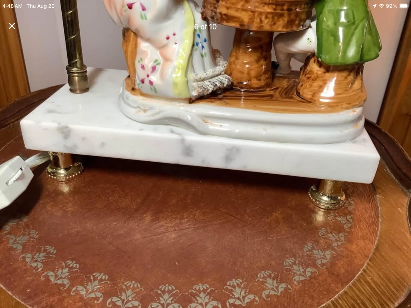 Antique Meissen Style Lamp on a Marble Base 🐞 - photo 5