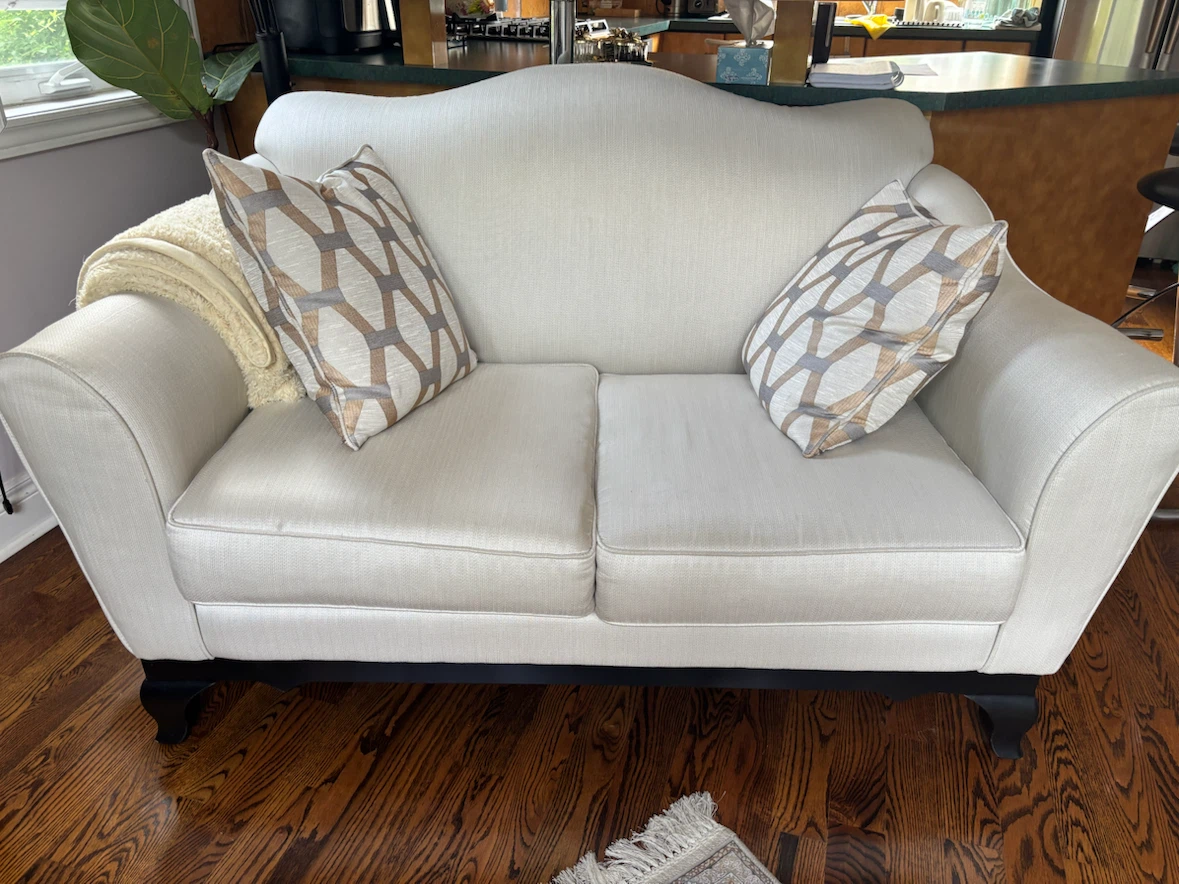 Cream Sofa with Love Seat and Accent Pillows - photo 2