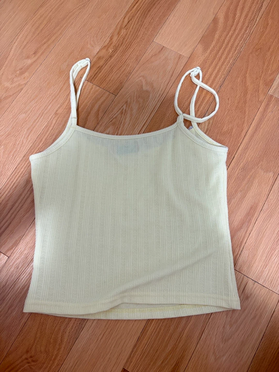 Cream Ribbed Camisole Top with Lace Trim - photo 2