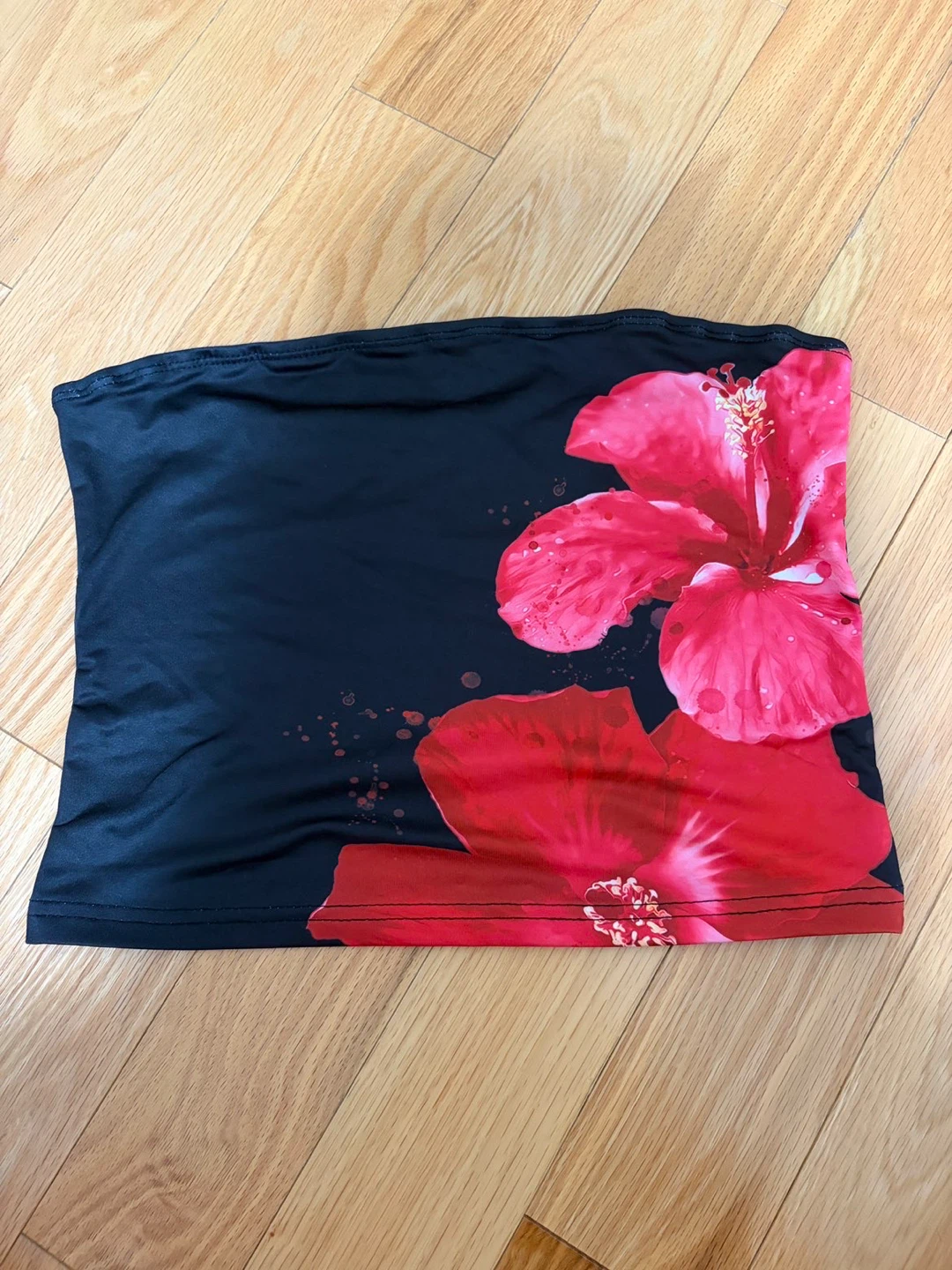 SHEIN Black Floral Tube Top Size S