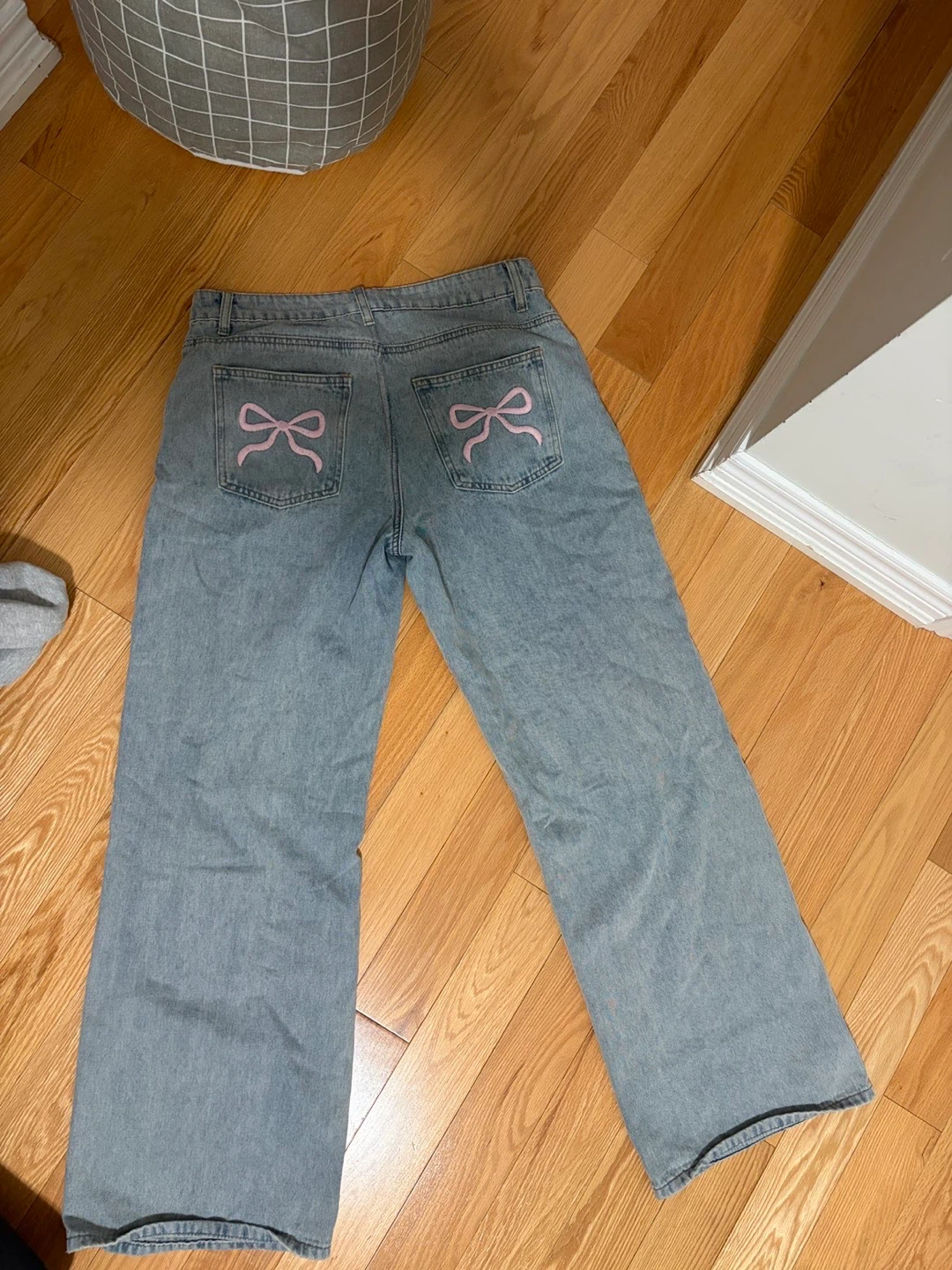 EDITED PARIS Wide Leg Jeans with Bows - Light Wash - photo 2