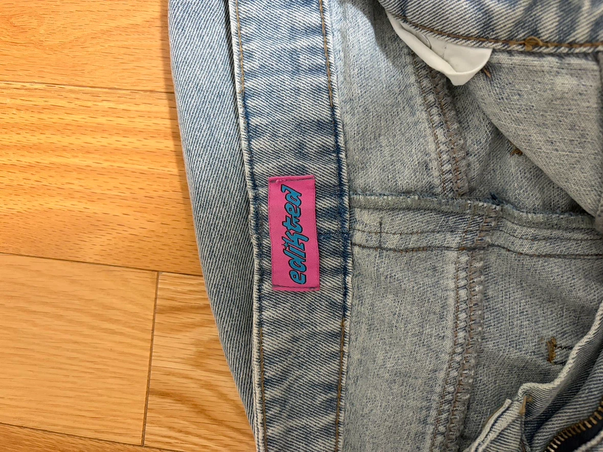 EDITED PARIS Wide Leg Jeans with Bows - Light Wash - photo 3