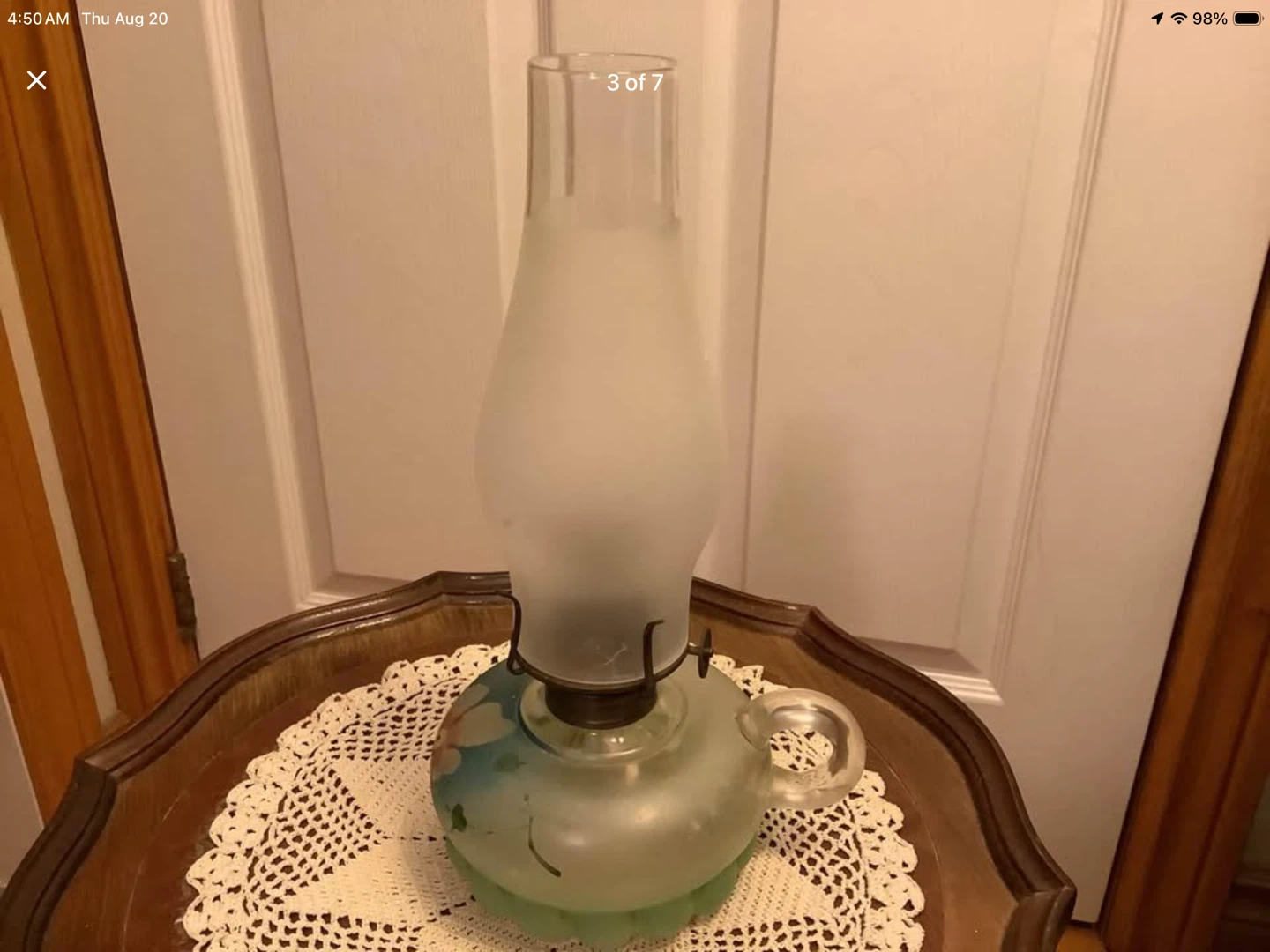 Small Vintage Flowered Pattern Finger Hole Oil Lamp 🐞 - photo 3