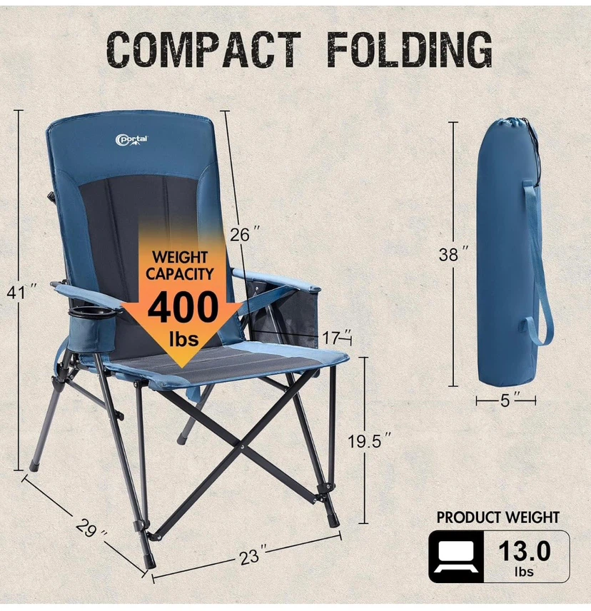 Portable Folding Camping Chair with Lumbar Support - photo 2