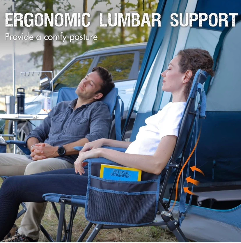 Portable Folding Camping Chair with Lumbar Support - photo 4