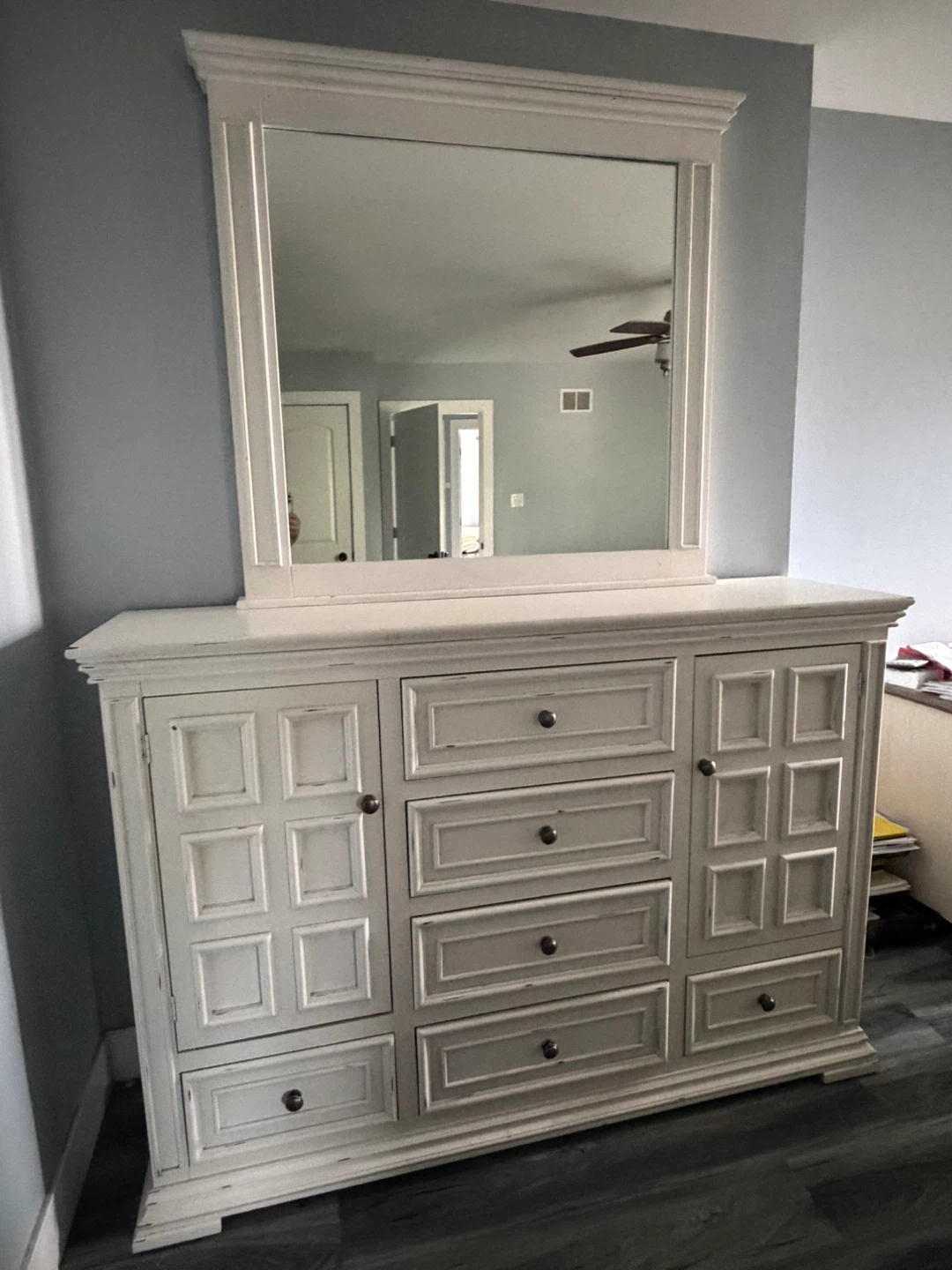 White Dresser with Mirror