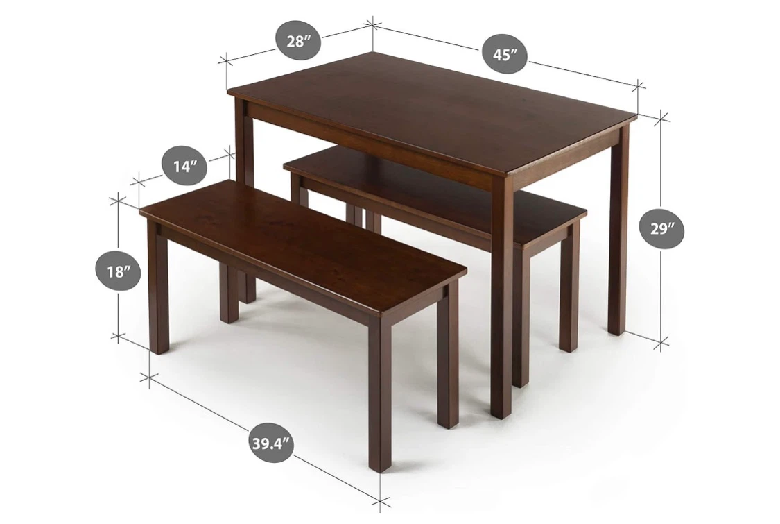 Dark Wood Dining Table Set with Benches - photo 2