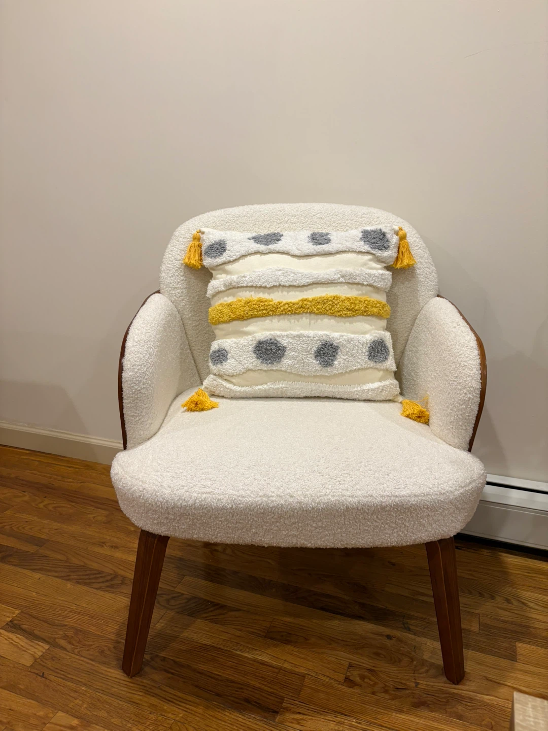 Two White Accent Chair with Pillow