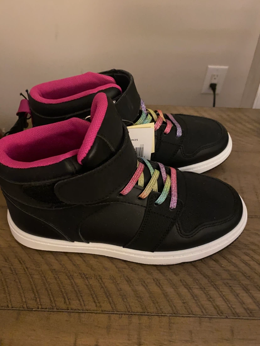 Black High-Top Sneakers with Rainbow Laces - Size 2 - photo 2