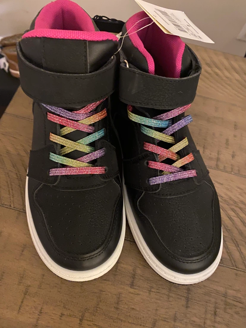 Black High-Top Sneakers with Rainbow Laces - Size 2 - photo 3