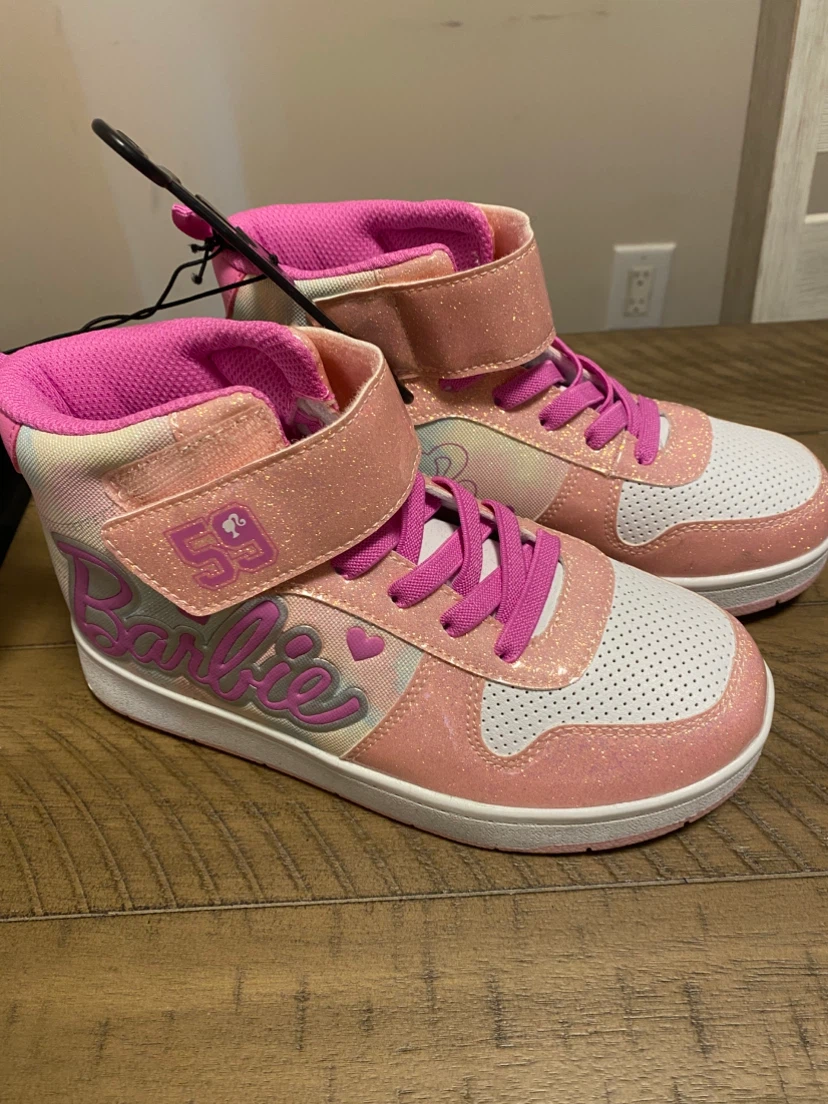 Barbie Pink Glitter High Top Sneakers Size 2 - photo 2