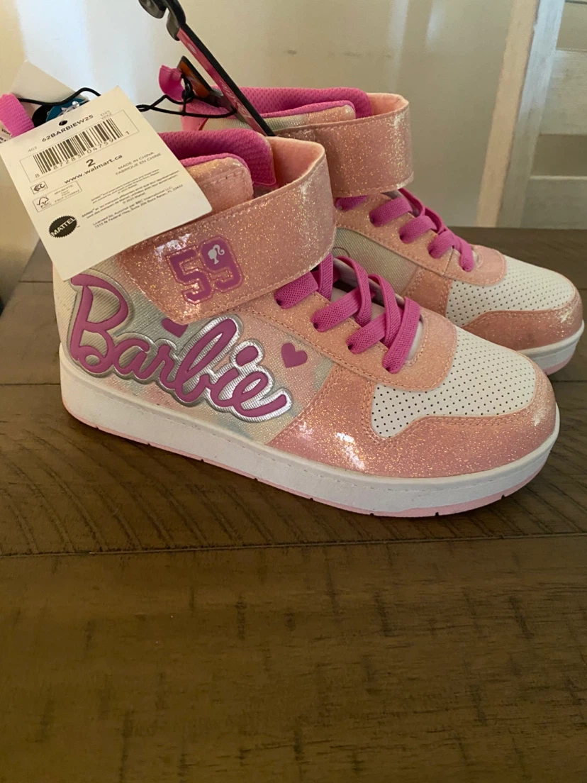 Barbie Pink Glitter High Top Sneakers Size 2 - photo 4
