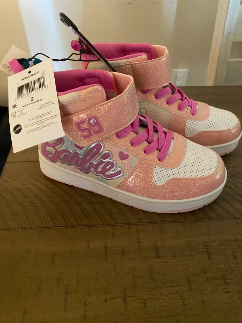 Barbie Pink Glitter High Top Sneakers Size 2 - photo 5