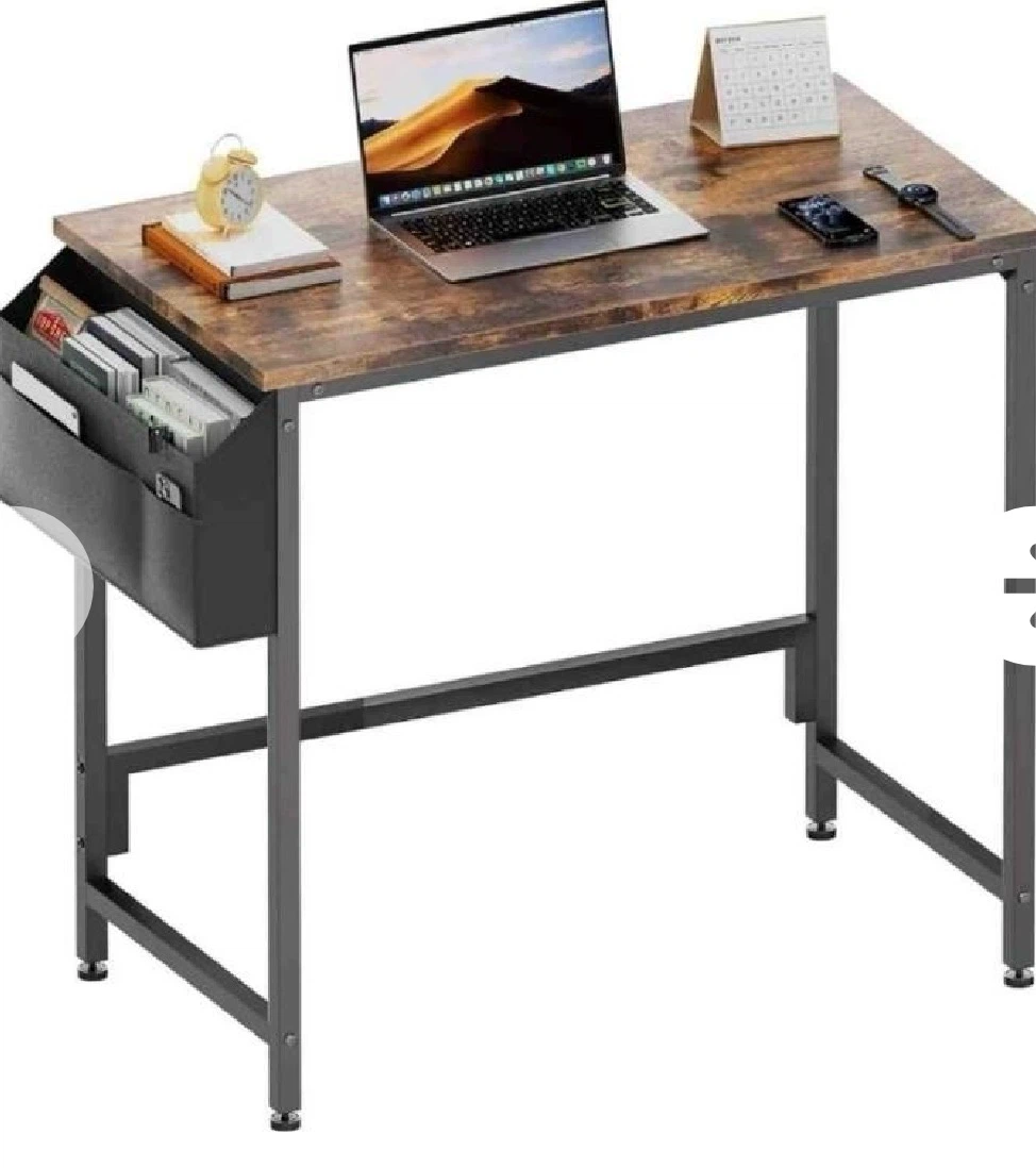 Rustic Brown Wooden Desk with Side Organizer