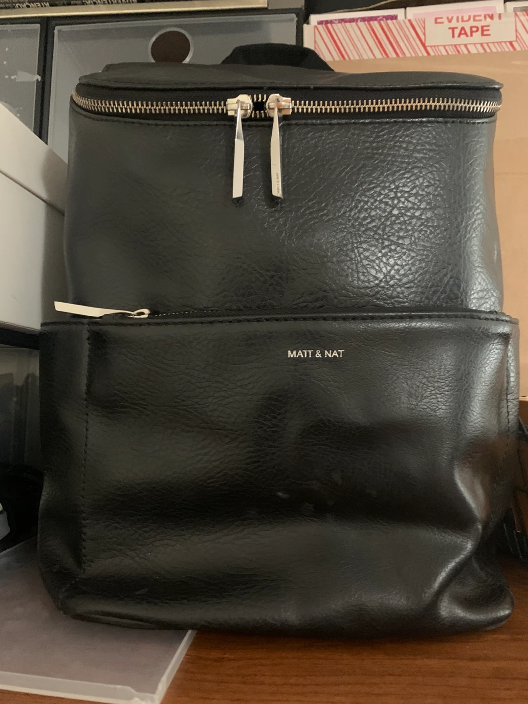 Matt & Nat Black Faux Leather Backpack
