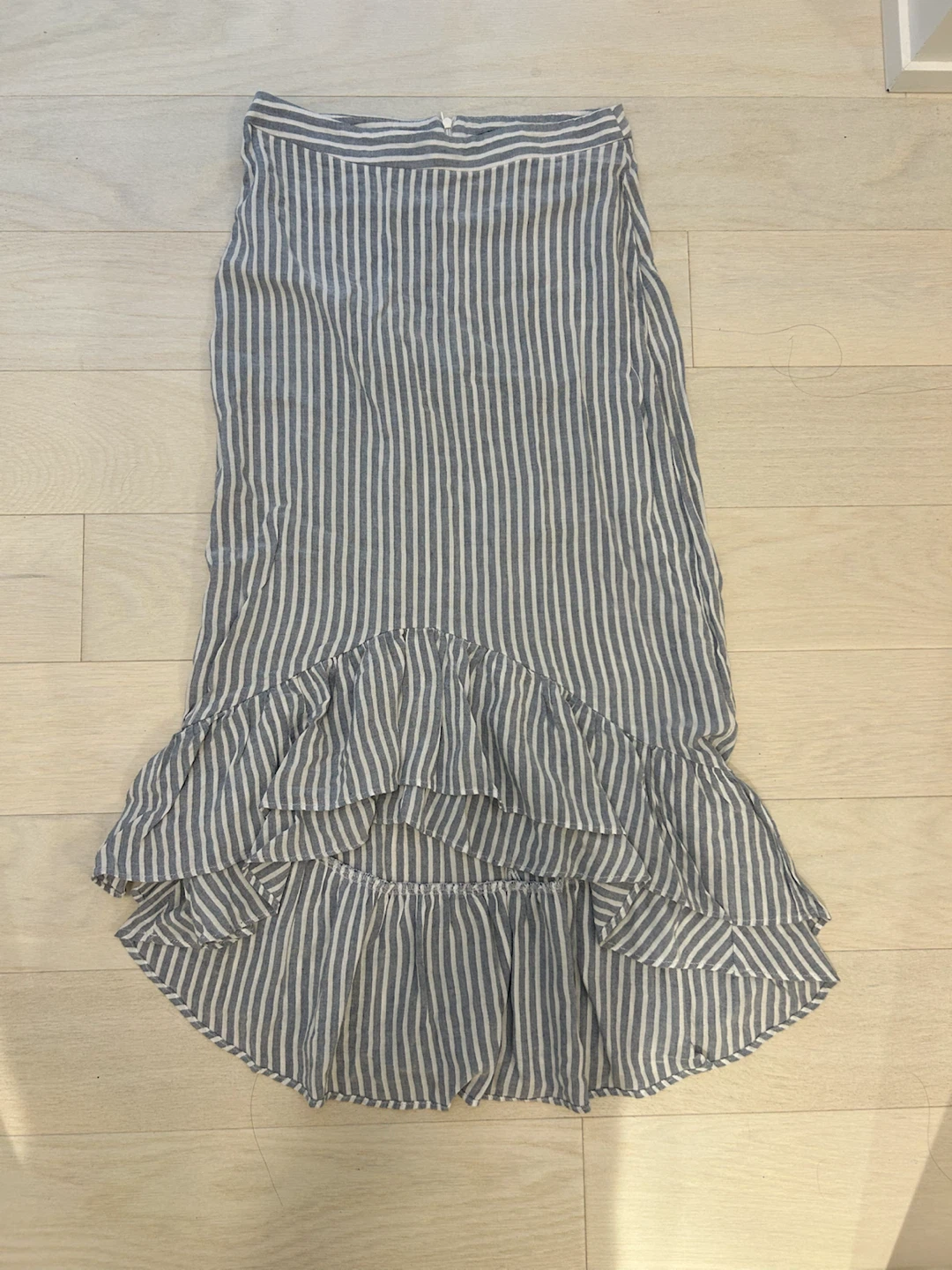 Bershka Striped Ruffle Maxi Skirt