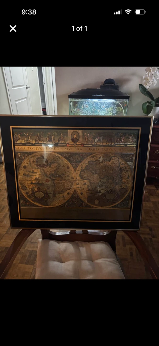 Framed World Map Print - Nova Totius Terrarum