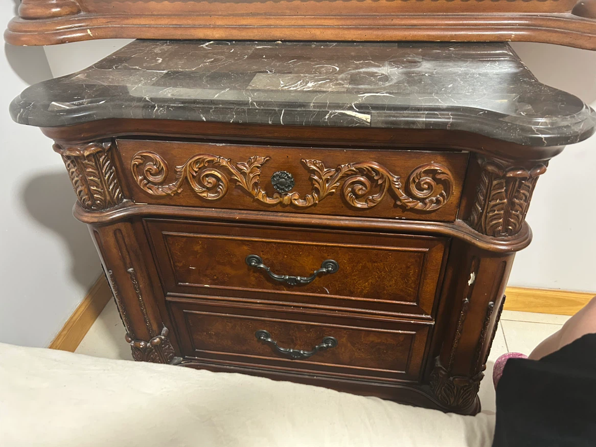 Wooden Dresser with Marble Top and Mirror - photo 2