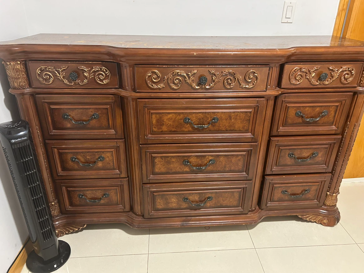 Wooden Dresser with Marble Top and Mirror - photo 4