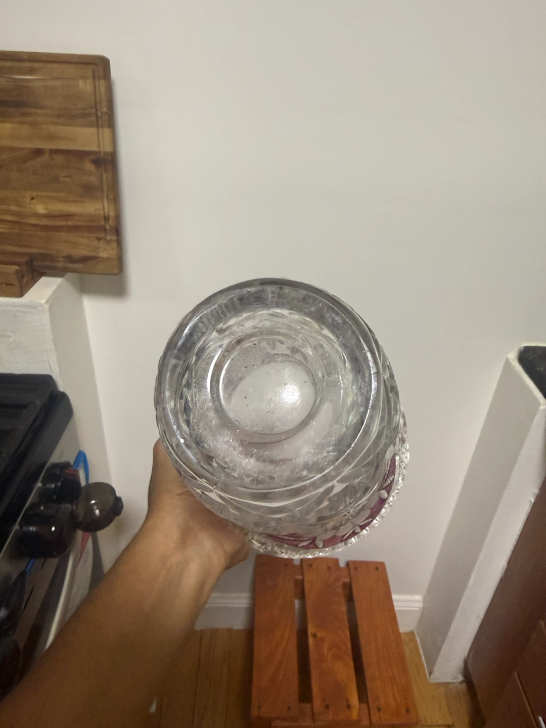 Vintage Cut Glass Vase with Pink Overlay - photo 5