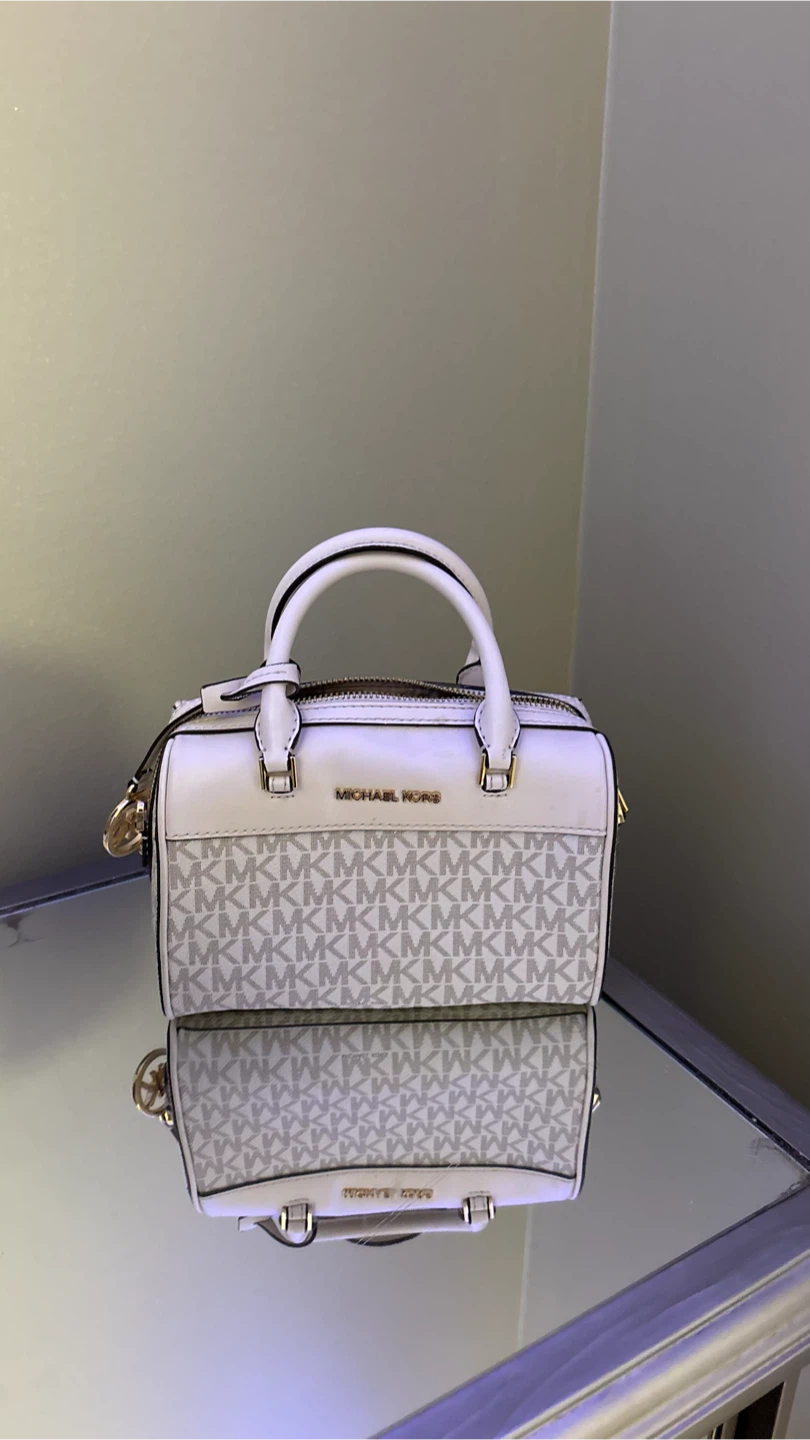Michael Kors White Monogram Barrel Bag