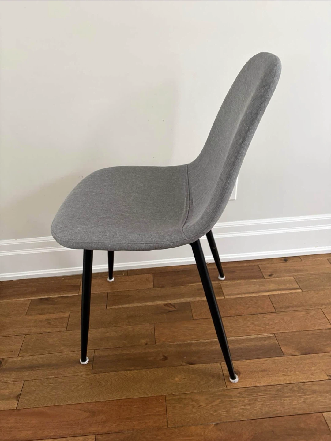 Grey Upholstered Dining Chair with Black Legs
