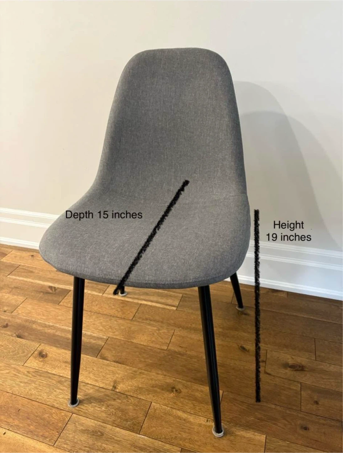 Grey Upholstered Dining Chair with Black Legs - photo 2