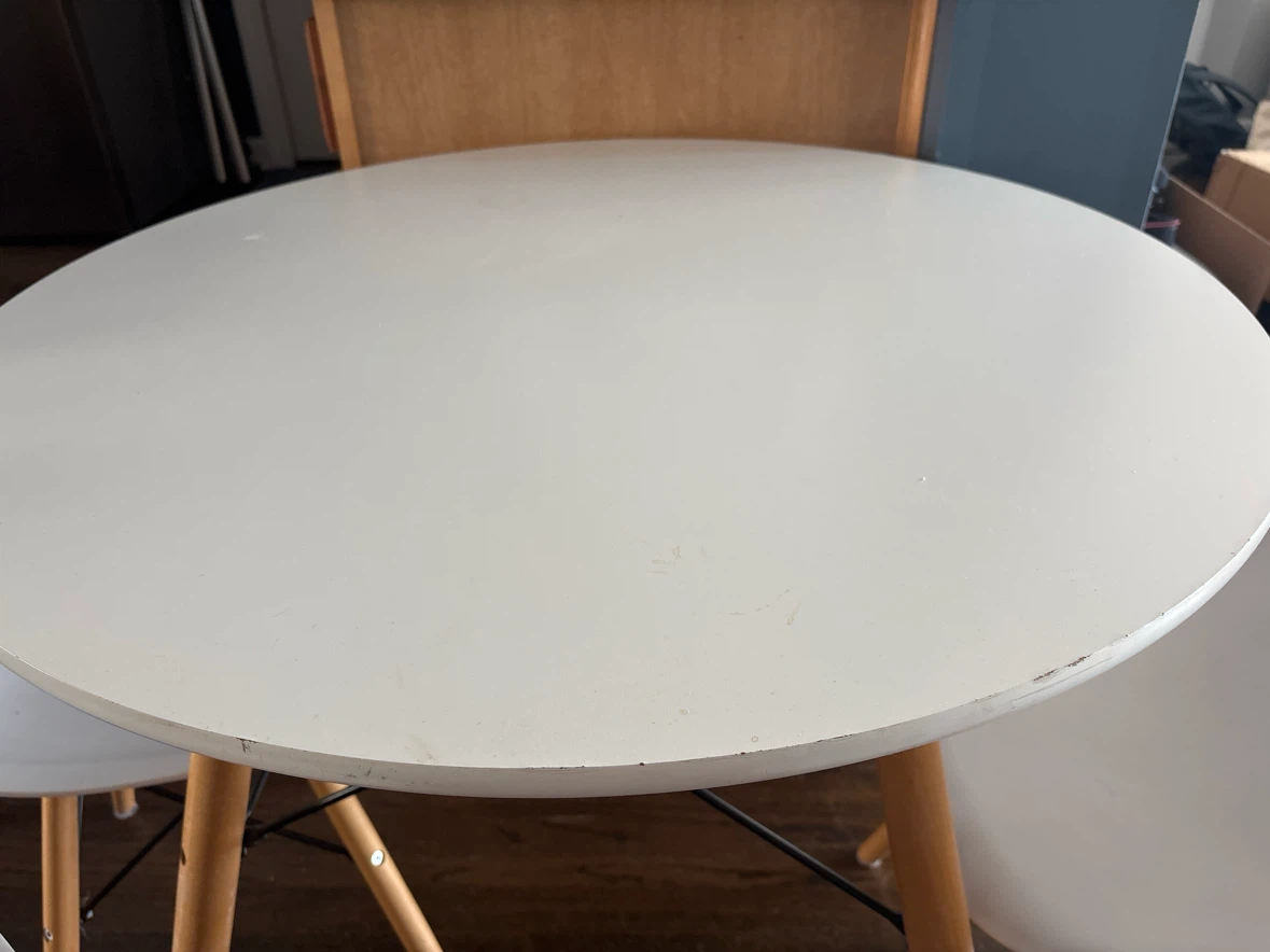 White Round Dining Table with 4 Chairs - photo 2