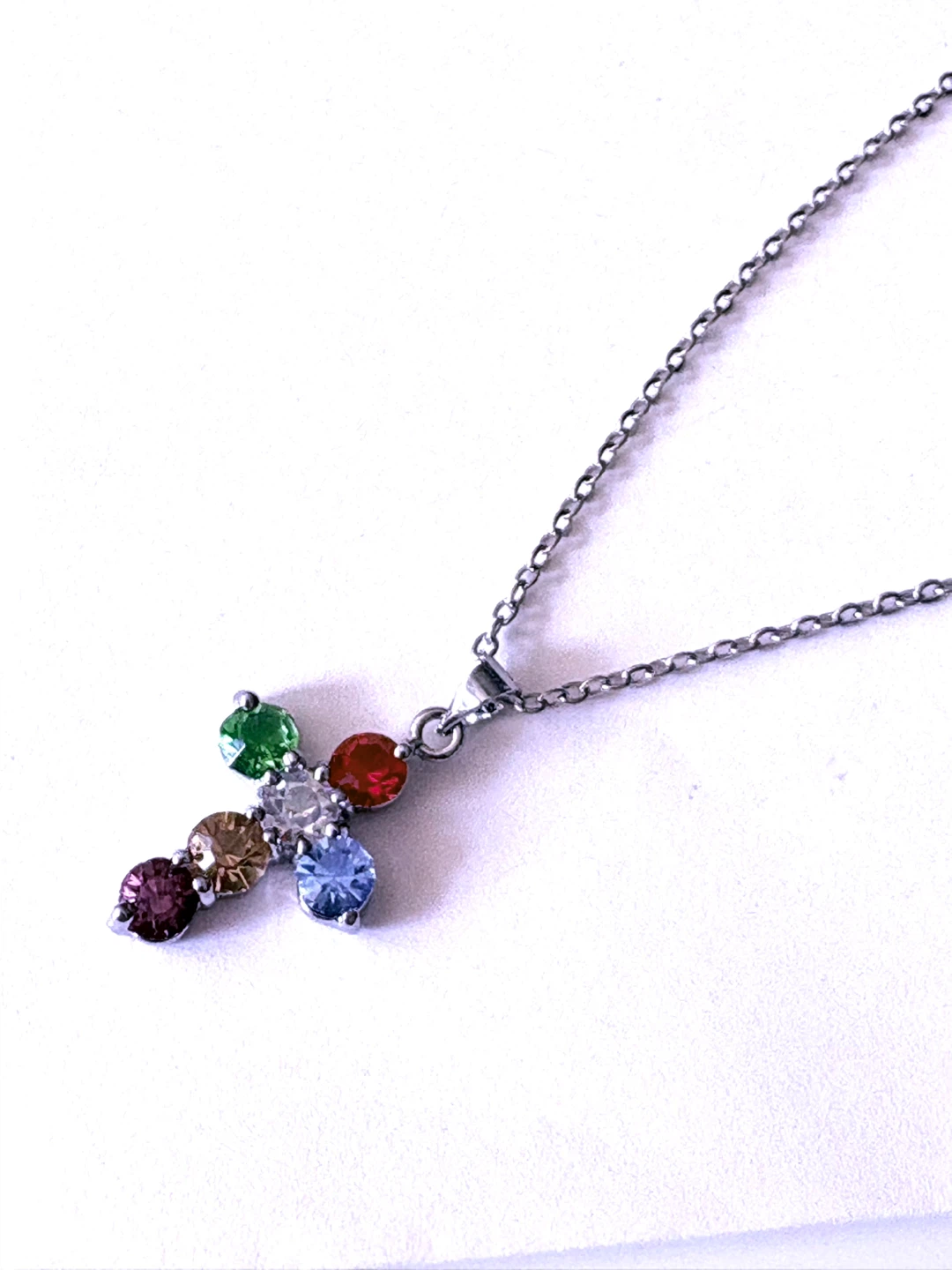 Multi-color Rhinestone/crystals Cross Pendant Necklace