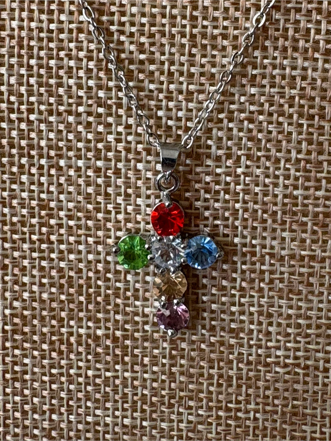 Multi-color Rhinestone/crystals Cross Pendant Necklace - photo 2