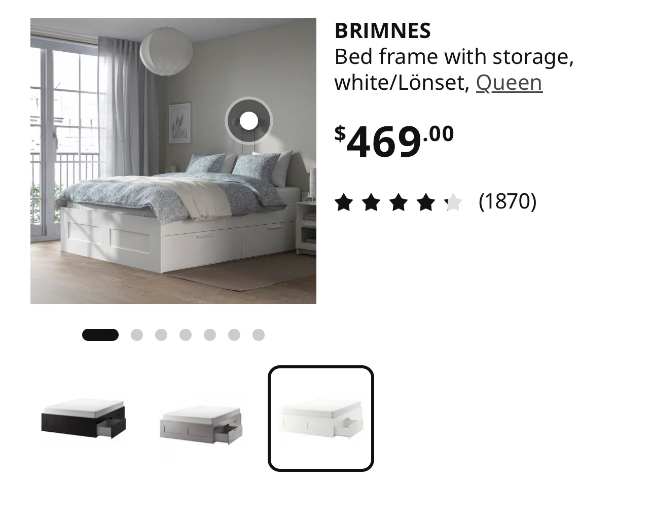 IKEA  Brimmes Storage Bed! Queen size !Moving Sale ! - photo 2