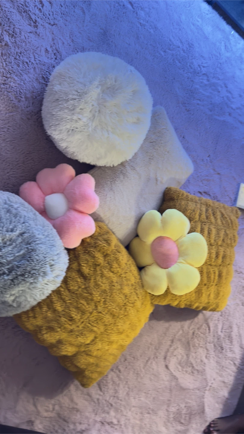 Fluffy Accent Pillows with Flower Designs