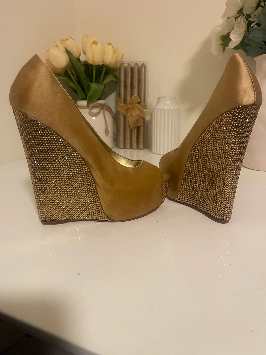 ZiGiny Gold Sparkle Wedge Heels - photo 5