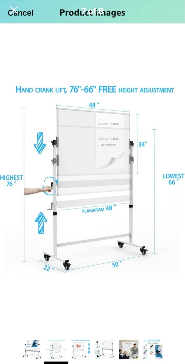 White Board on wheels ! Great for Students , teachers , etc - photo 5