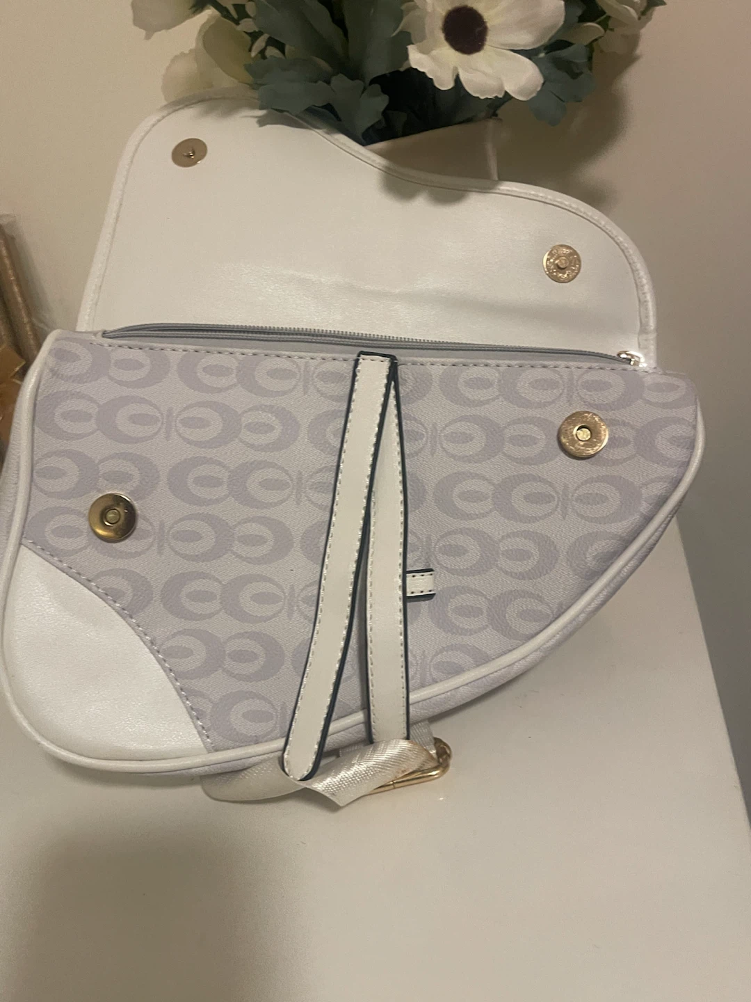 White Monogram Saddle Bag