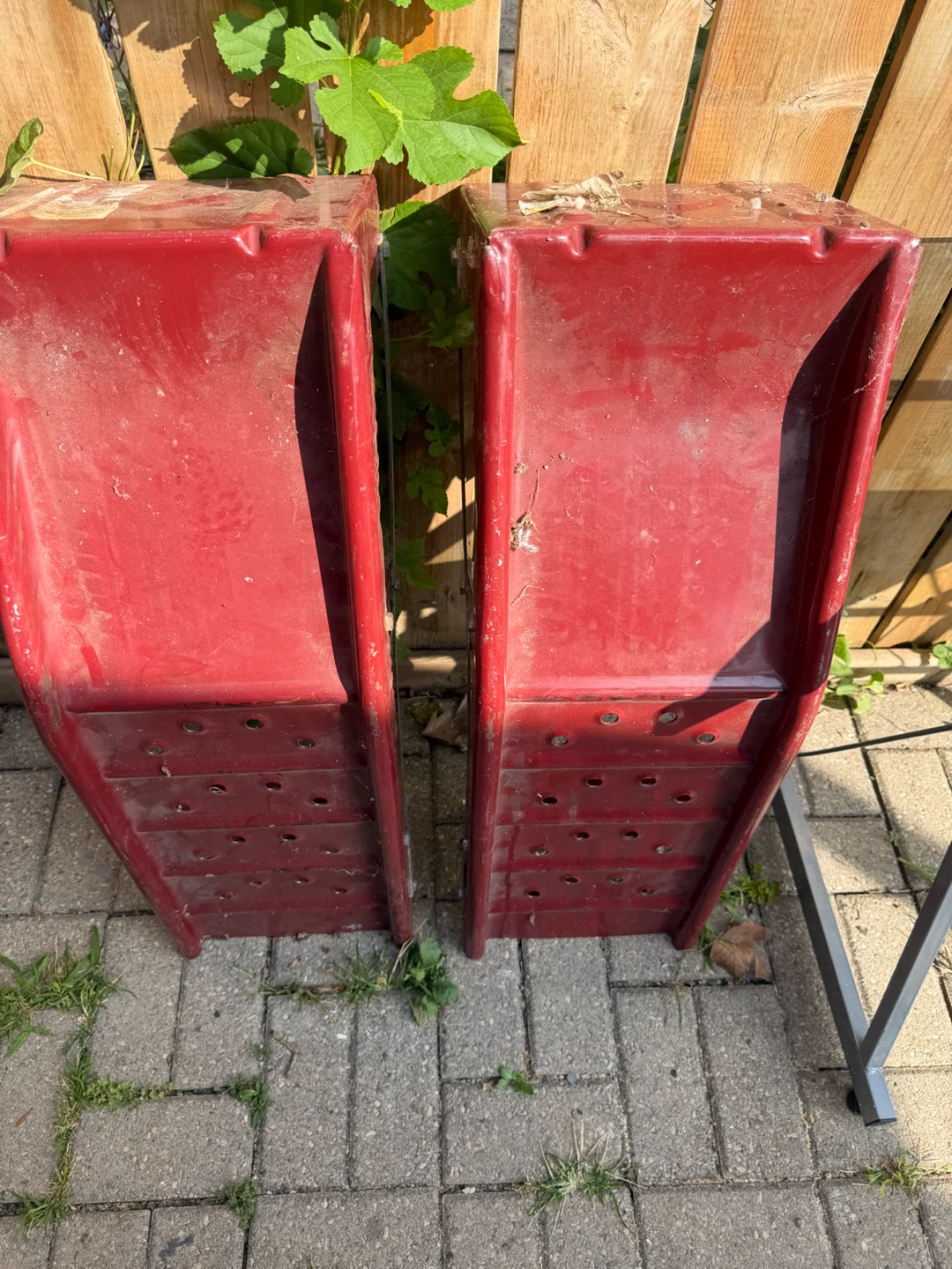 Red Metal Stools (Set of 2)