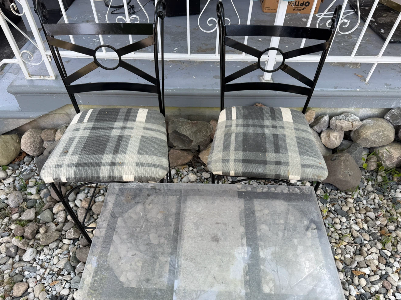Wrought Iron Chairs and Table Set