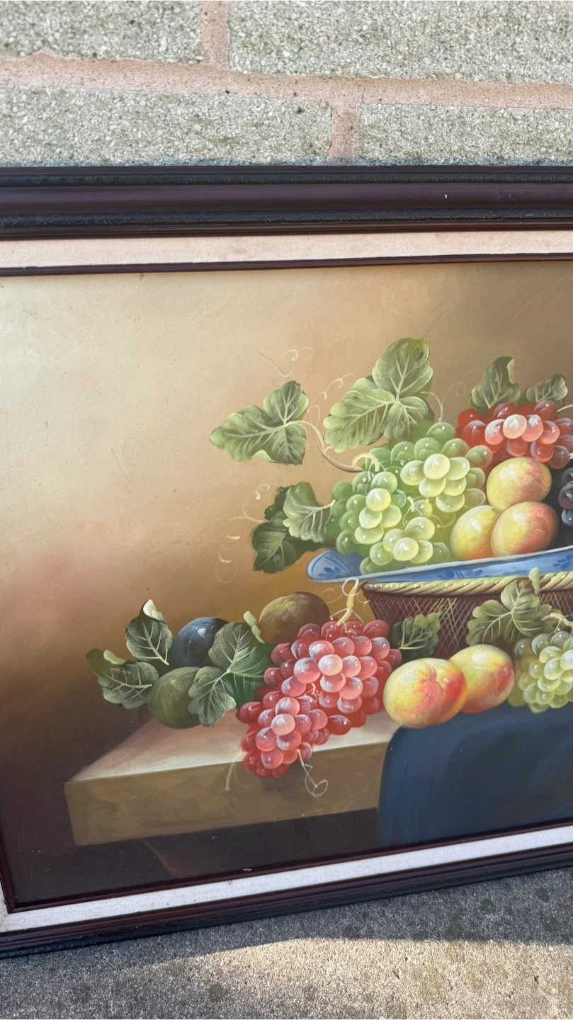 Framed Fruit Still Life Oil Painting check more photos - photo 3