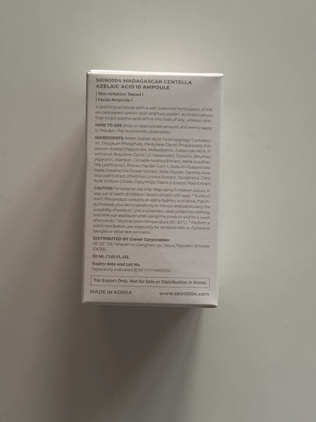 Skin1004 Madagascar Centella Azelaic Acid 10 Ampoule 30ml - photo 2