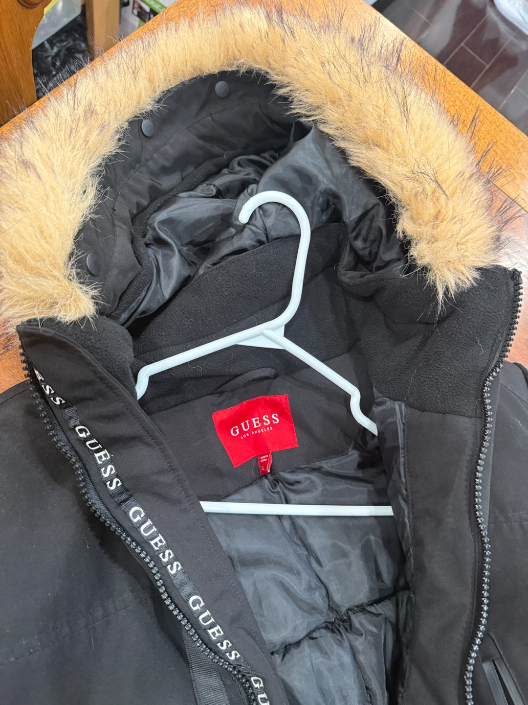 Guess Black Parka Jacket with Fur Hood - photo 3