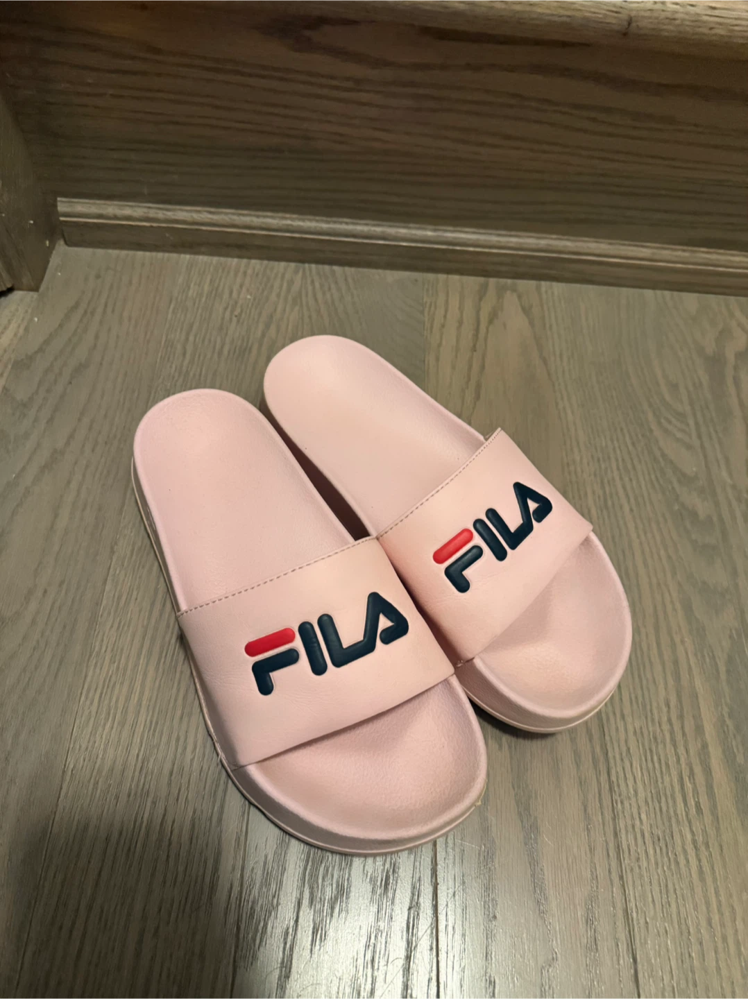 Pink Fila Drifter slides