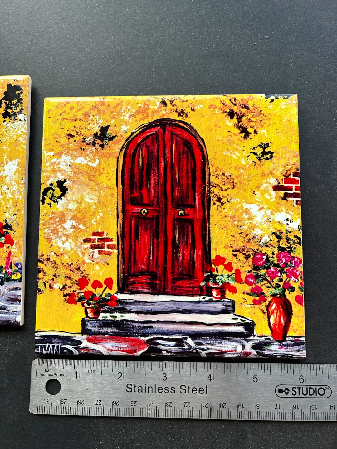 Set of 3 Decorative Art Tiles - Doors and Windows - photo 3
